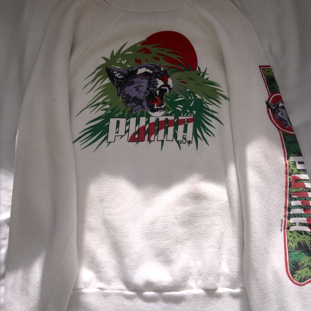 1980s White Vintage PUMA crewneck